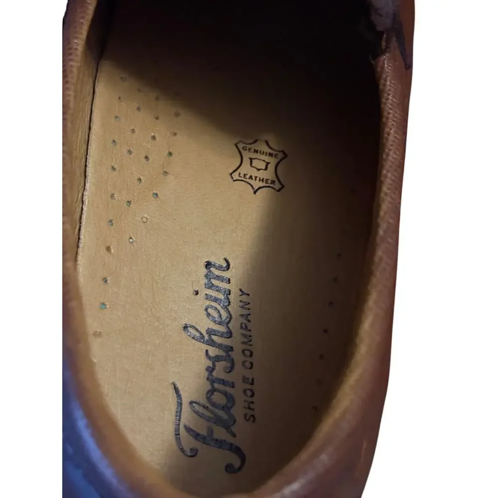 Florsheim Men’s Cognac Leather Modena Moc Toe Shoes Size 8D